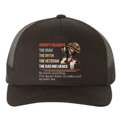 Grumpy Grandpa The Man The Myth The Veteran Yupoong Adult 5-Panel Trucker Hat