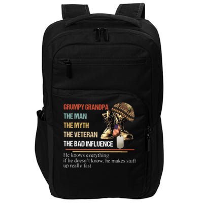 Grumpy Grandpa The Man The Myth The Veteran Impact Tech Backpack