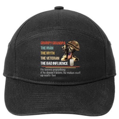 Grumpy Grandpa The Man The Myth The Veteran 7-Panel Snapback Hat