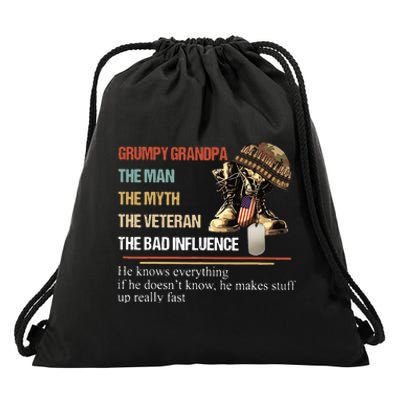 Grumpy Grandpa The Man The Myth The Veteran Drawstring Bag