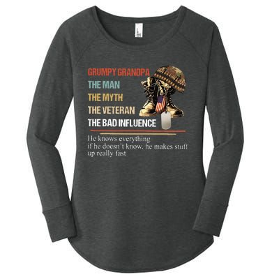 Grumpy Grandpa The Man The Myth The Veteran Women's Perfect Tri Tunic Long Sleeve Shirt