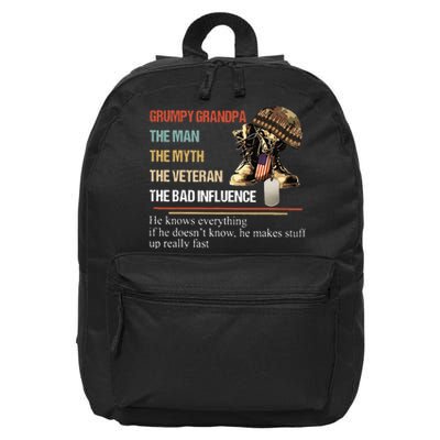 Grumpy Grandpa The Man The Myth The Veteran 16 in Basic Backpack