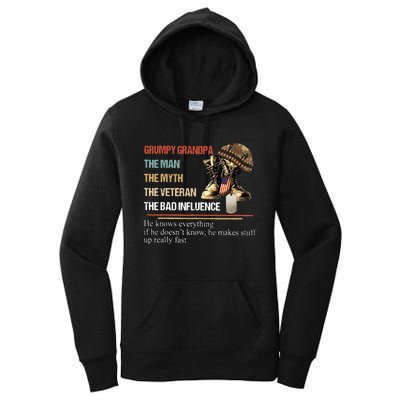 Grumpy Grandpa The Man The Myth The Veteran Women's Pullover Hoodie