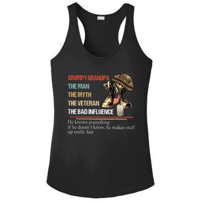 Grumpy Grandpa The Man The Myth The Veteran Ladies PosiCharge Competitor Racerback Tank