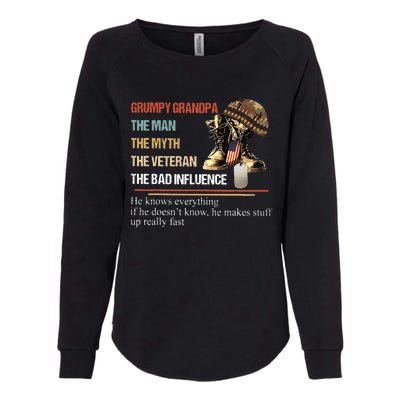 Grumpy Grandpa The Man The Myth The Veteran Womens California Wash Sweatshirt