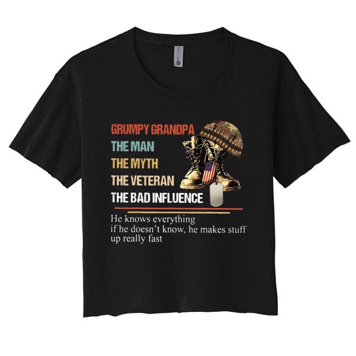 Grumpy Grandpa The Man The Myth The Veteran Women's Crop Top Tee