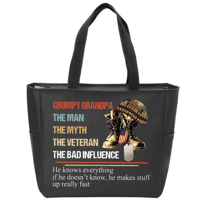 Grumpy Grandpa The Man The Myth The Veteran Zip Tote Bag