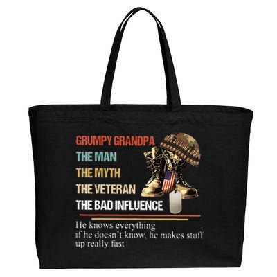 Grumpy Grandpa The Man The Myth The Veteran Cotton Canvas Jumbo Tote