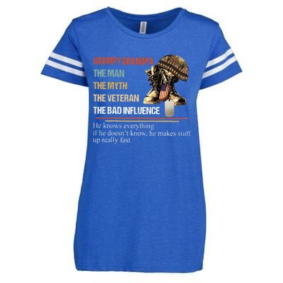 Grumpy Grandpa The Man The Myth The Veteran Enza Ladies Jersey Football T-Shirt