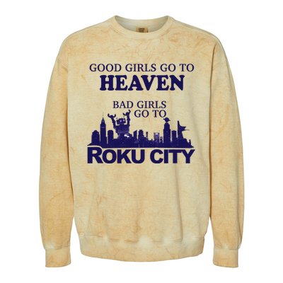 Good Go To Heaven Bad Go To Roku City Colorblast Crewneck Sweatshirt