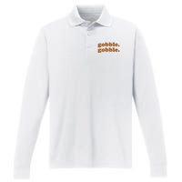 Gobble Gobble Thanksgiving Turkey Holiday Performance Long Sleeve Polo