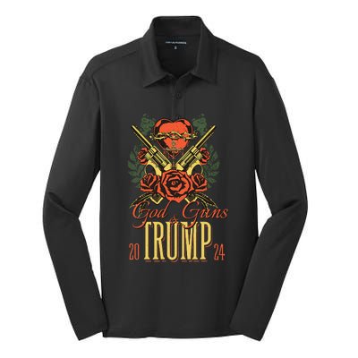 God Guns & Trump 2024 2a Support Silk Touch Performance Long Sleeve Polo