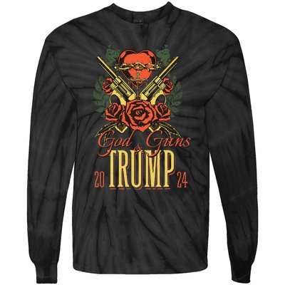 God Guns & Trump 2024 2a Support Tie-Dye Long Sleeve Shirt