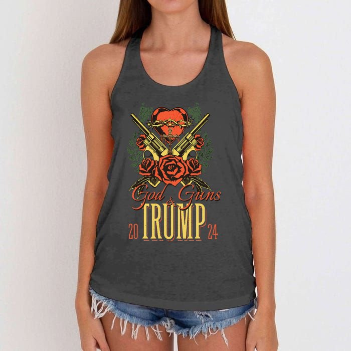 God Guns & Trump 2024 2a Support Women's Knotted Racerback Tank