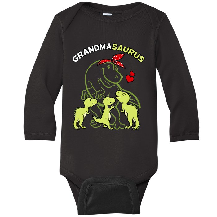 Grandmasaurus Grandma Tyrannosaurus Dinosaur Mother's Day Baby Long Sleeve Bodysuit