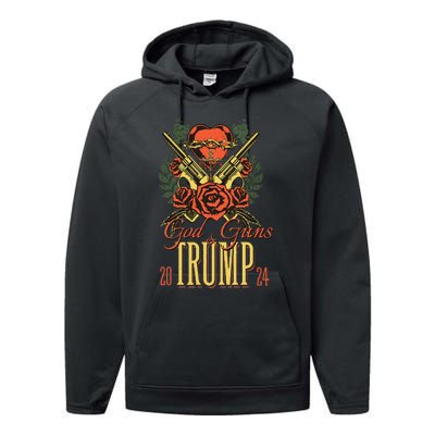 God Guns & Trump 2024 2a Support Performance Fleece Hoodie