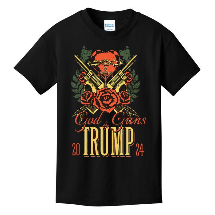 God Guns & Trump 2024 2a Support Kids T-Shirt