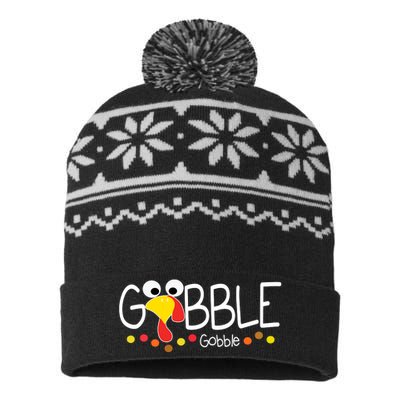 Gobble Gobble Thanksgiving Turkey Festive USA-Made Snowflake Beanie