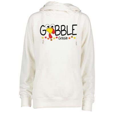 Gobble Gobble Thanksgiving Turkey Festive Womens Funnel Neck Pullover Hood