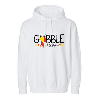 Gobble Gobble Thanksgiving Turkey Festive Garment-Dyed Fleece Hoodie