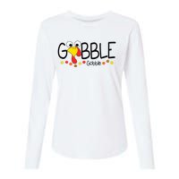 Gobble Gobble Thanksgiving Turkey Festive Womens Cotton Relaxed Long Sleeve T-Shirt