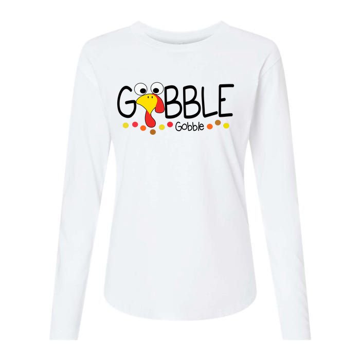 Gobble Gobble Thanksgiving Turkey Festive Womens Cotton Relaxed Long Sleeve T-Shirt