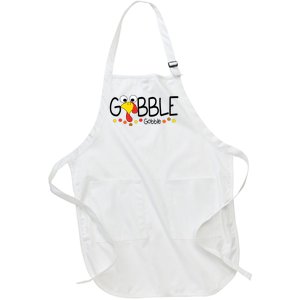 Gobble Gobble Thanksgiving Turkey Festive Full-Length Apron With Pockets