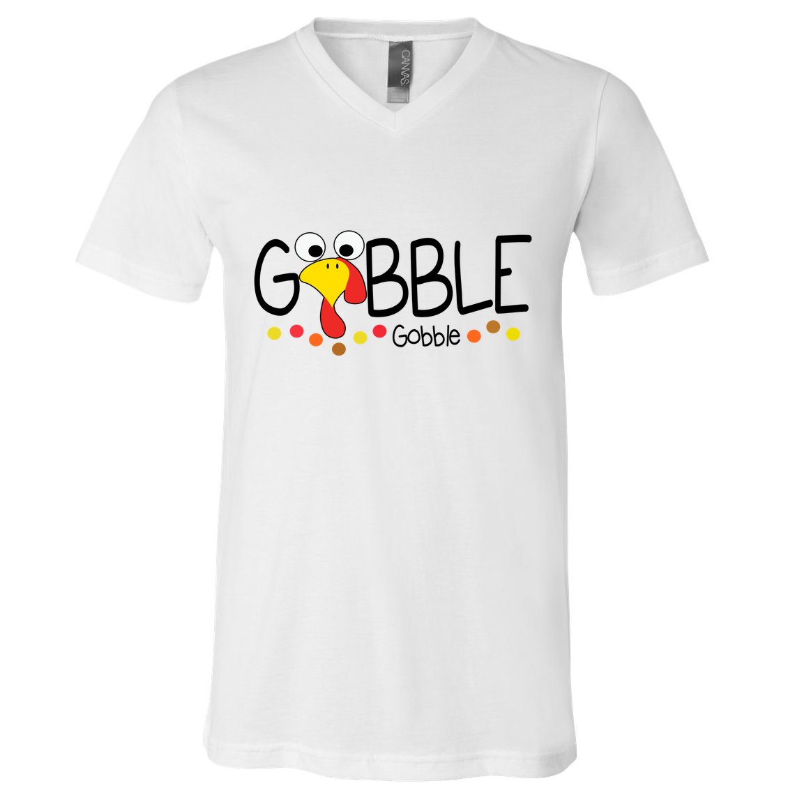 Gobble Gobble Thanksgiving Turkey Festive V-Neck T-Shirt