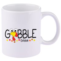 Gobble Gobble Thanksgiving Turkey Festive 11oz C Handle Ceramic Mug