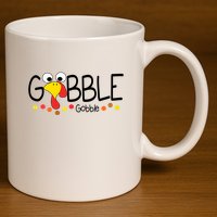 Gobble Gobble Thanksgiving Turkey Festive 11oz C Handle Ceramic Mug