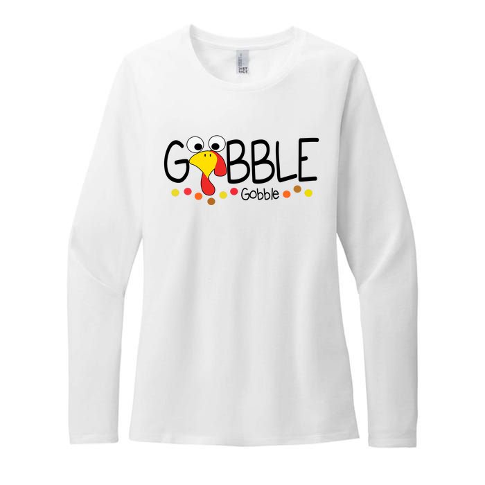 Gobble Gobble Thanksgiving Turkey Festive Womens CVC Long Sleeve Shirt