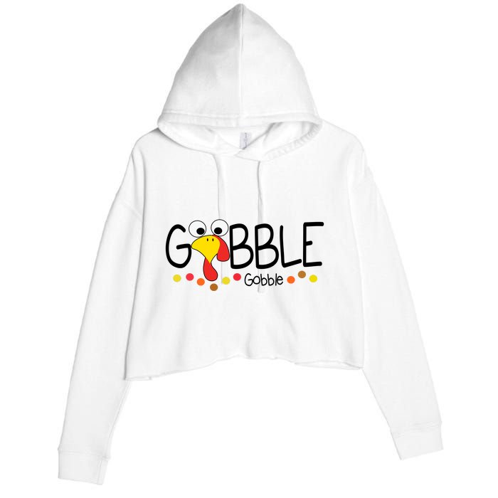 Gobble Gobble Thanksgiving Turkey Festive Crop Fleece Hoodie