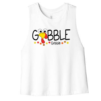 Gobble Gobble Thanksgiving Turkey Festive Women's Racerback Cropped Tank