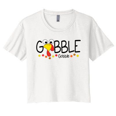 Gobble Gobble Thanksgiving Turkey Festive Women's Crop Top Tee