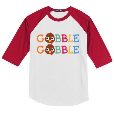 Gobble Gobble Turkey Thanksgiving Gift For Adults Gift Kids Colorblock Raglan Jersey