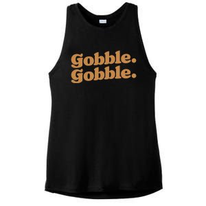 Gobble Gobble Thanksgiving Turkey Run Turkey Day Gift Ladies PosiCharge Tri-Blend Wicking Tank