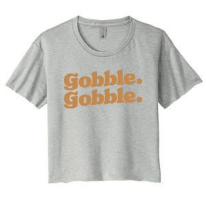 Gobble Gobble Thanksgiving Turkey Run Turkey Day Gift Women's Crop Top Tee