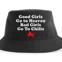 Good Go To Heaven Bad Go To Chilis Sustainable Bucket Hat