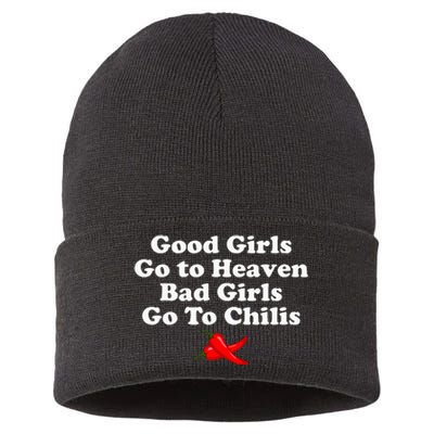 Good Go To Heaven Bad Go To Chilis Sustainable Knit Beanie