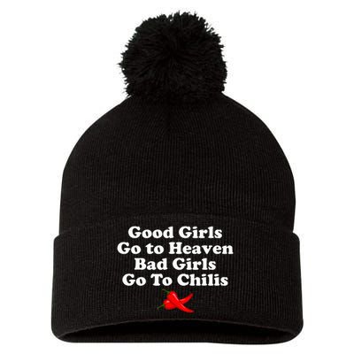 Good Go To Heaven Bad Go To Chilis Pom Pom 12in Knit Beanie