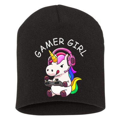 Gamer Girl Unicorn Gaming Cute Video Game Gift Women Short Acrylic Beanie