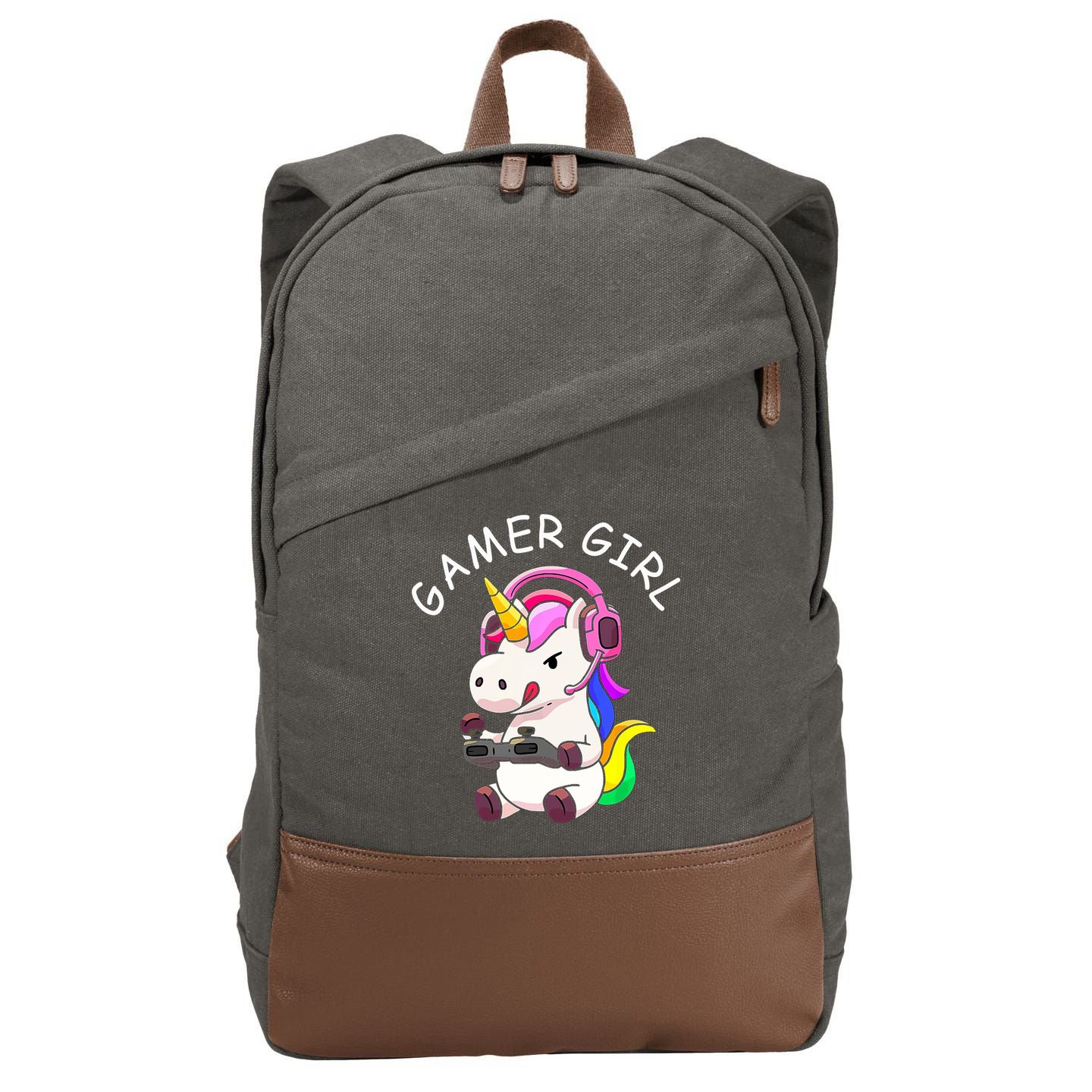 Gamer Girl Unicorn Gaming Cute Video Game Gift Women Cotton Canvas Backpack