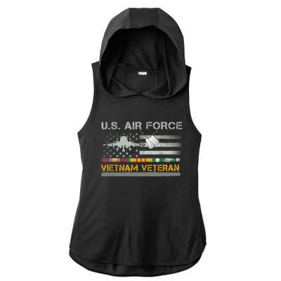 Great Gift US Air Force Vietnam Veteran USAF Veteran USA Flag Gift Ladies PosiCharge Tri-Blend Wicking Draft Hoodie Tank