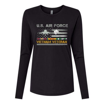 Great Gift US Air Force Vietnam Veteran USAF Veteran USA Flag Gift Womens Cotton Relaxed Long Sleeve T-Shirt