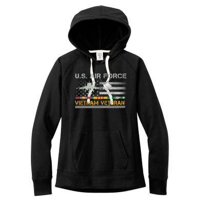 Great Gift US Air Force Vietnam Veteran USAF Veteran USA Flag Gift Women's Fleece Hoodie