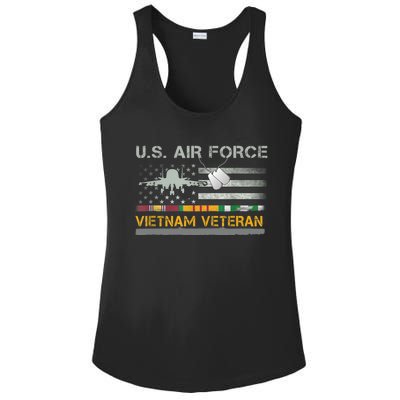 Great Gift US Air Force Vietnam Veteran USAF Veteran USA Flag Gift Ladies PosiCharge Competitor Racerback Tank