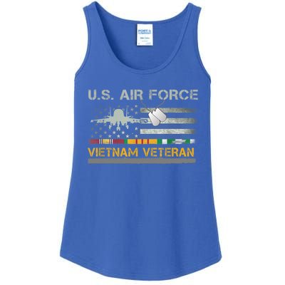 Great Gift US Air Force Vietnam Veteran USAF Veteran USA Flag Gift Ladies Essential Tank