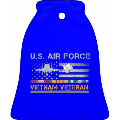 Great Gift US Air Force Vietnam Veteran USAF Veteran USA Flag Gift Ceramic Bell Ornament