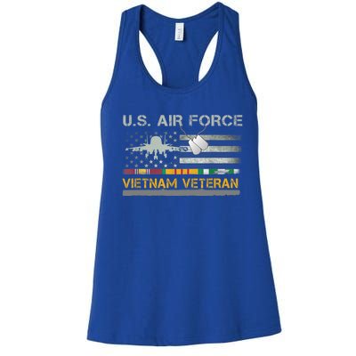 Great Gift US Air Force Vietnam Veteran USAF Veteran USA Flag Gift Women's Racerback Tank