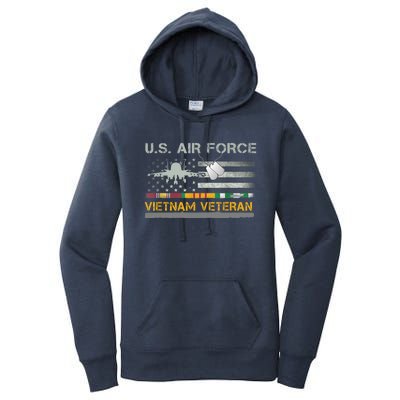 Great Gift US Air Force Vietnam Veteran USAF Veteran USA Flag Gift Women's Pullover Hoodie